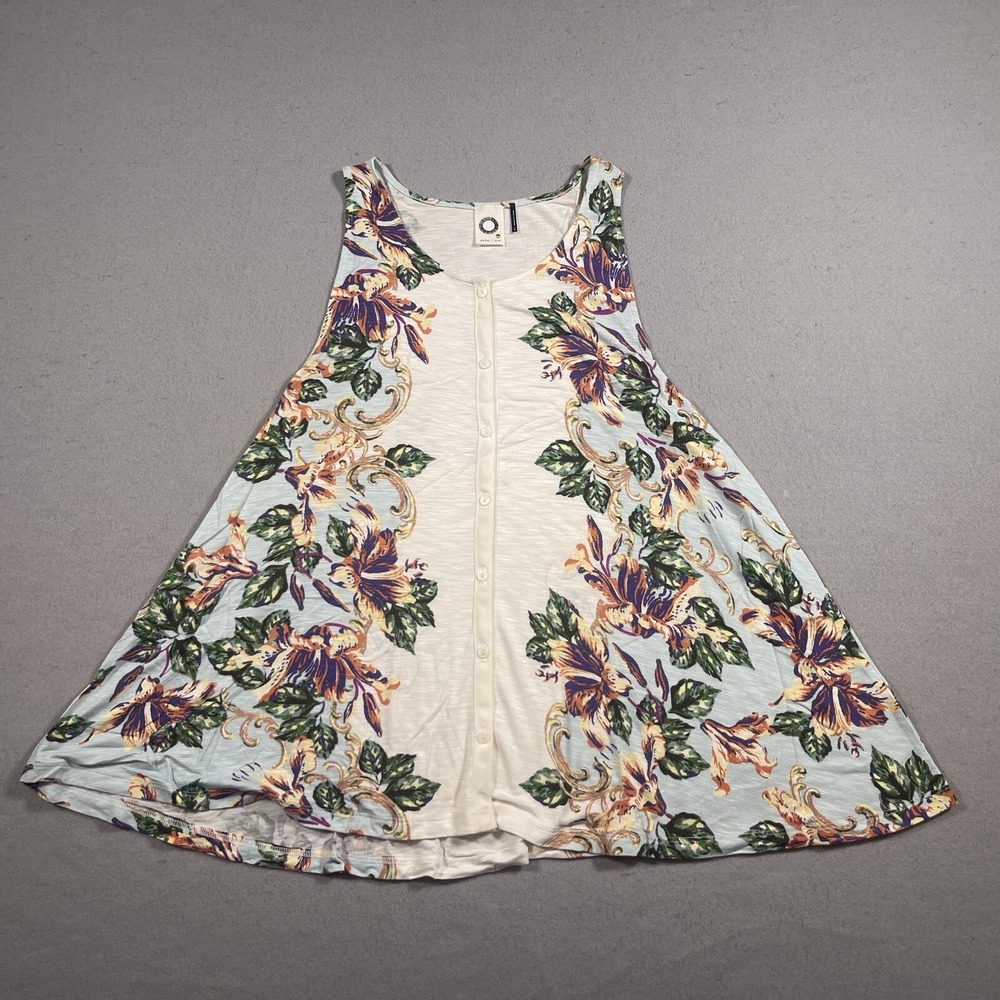 AKEMI + KIN Floral Sleeveless Button Front A Line Dress Size Medium Summer Flowy